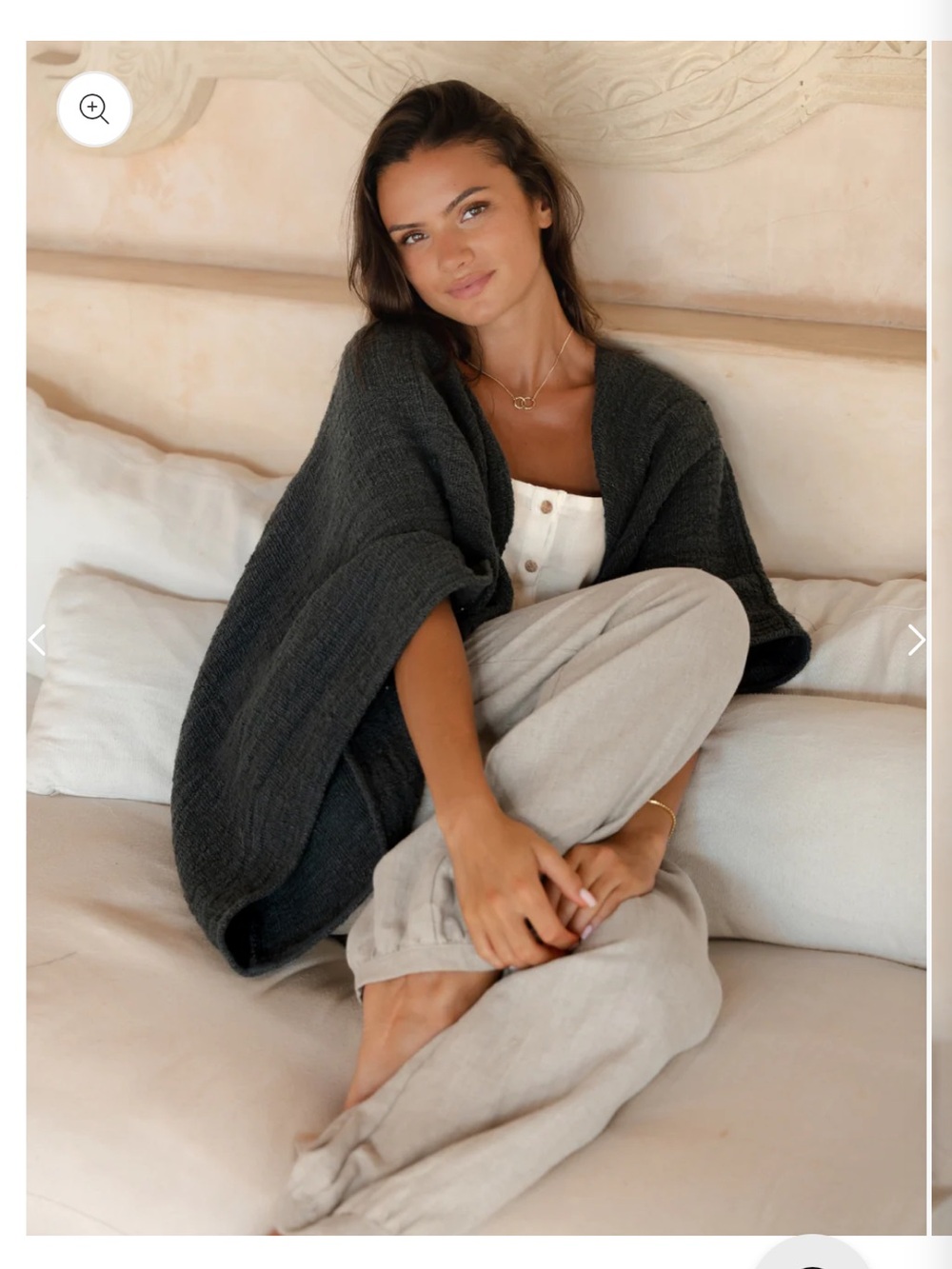 NOMAD Bloom Cotton Charcoal Knit Open-Front Women's Shrug S/M